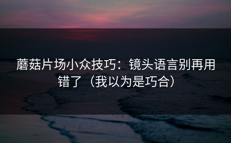 蘑菇片场小众技巧：镜头语言别再用错了（我以为是巧合）