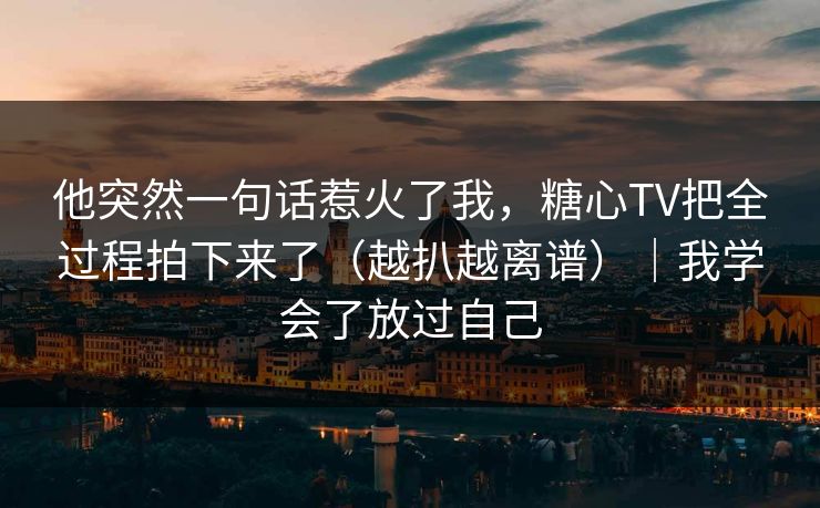 他突然一句话惹火了我，糖心TV把全过程拍下来了（越扒越离谱）｜我学会了放过自己
