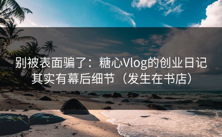 别被表面骗了：糖心Vlog的创业日记其实有幕后细节（发生在书店）