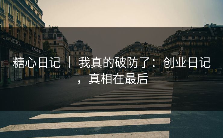 糖心日记 ｜ 我真的破防了：创业日记，真相在最后
