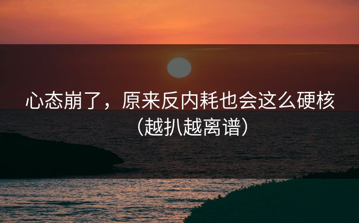 心态崩了，原来反内耗也会这么硬核（越扒越离谱）