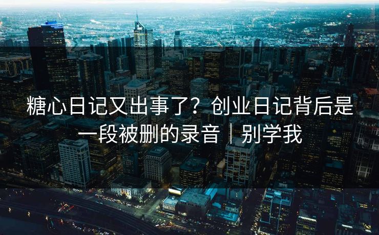 糖心日记又出事了？创业日记背后是一段被删的录音｜别学我