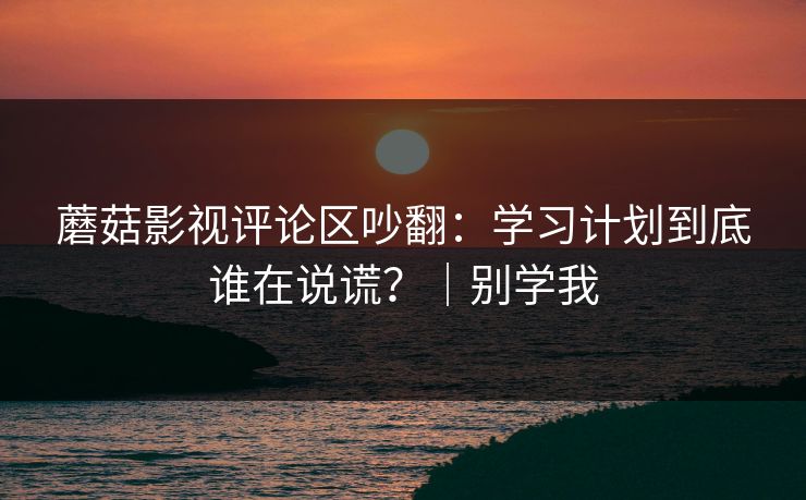 蘑菇影视评论区吵翻：学习计划到底谁在说谎？｜别学我