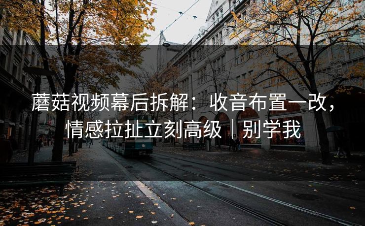 蘑菇视频幕后拆解：收音布置一改，情感拉扯立刻高级｜别学我