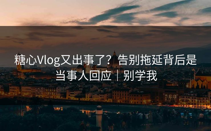 糖心Vlog又出事了？告别拖延背后是当事人回应｜别学我